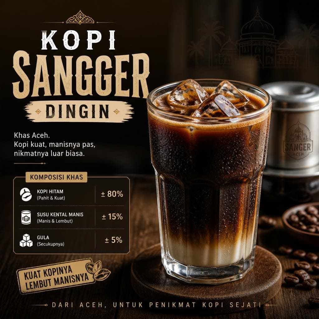 Kopi Sangger Dingin di Solong Coffee